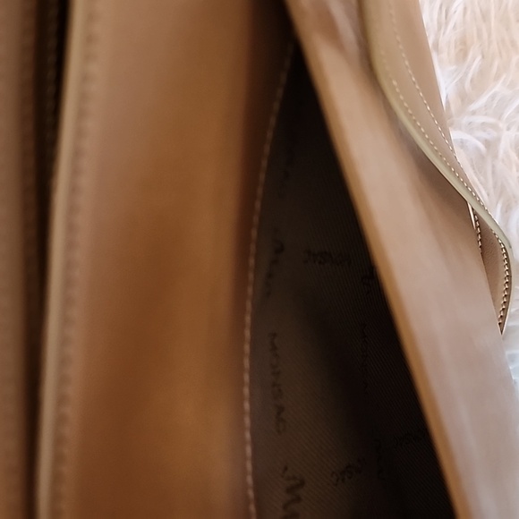 Monsac Original Perforated Oat Genuine Leather Elegant Tan Shoulder Bag - Picture 12 of 16